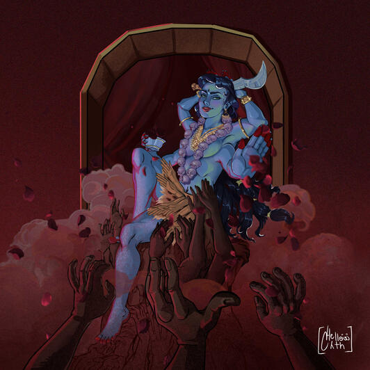 Kali The Hindu goddess of time, destroyer of ego and illusion. Call upon her if you wish to face your shadows. Kali is the liberator from the chains of the matrix. The purest enlightenment through the destruction of inner demons leads to the purification o